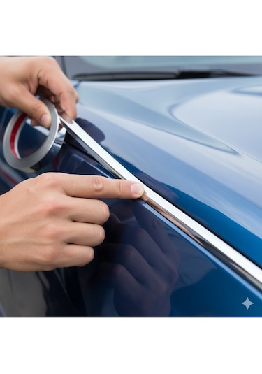 Tiger Marketing Universal Uyumlu 18 Mm 5 Metre Yapışkanlı Nikelaj Krom + Numaratör Hediyeli