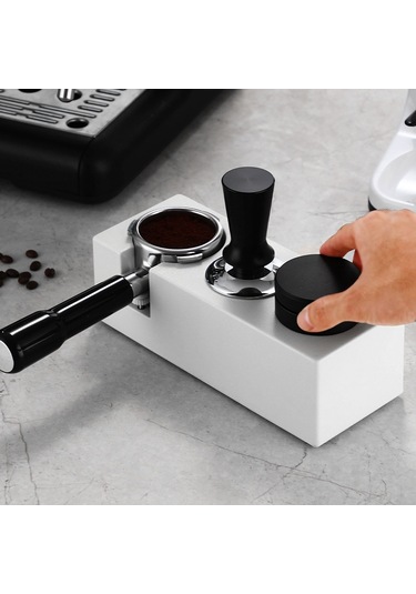 Ximistore9 Kahve Abs 3-in-1 Depolama Ve Presleme Seti - 51/53/58mm Uyumlu, Yükseklik Ayarlanabilir, Dikey Filtre, Beyaz Plastik Yatay Model Beyaz