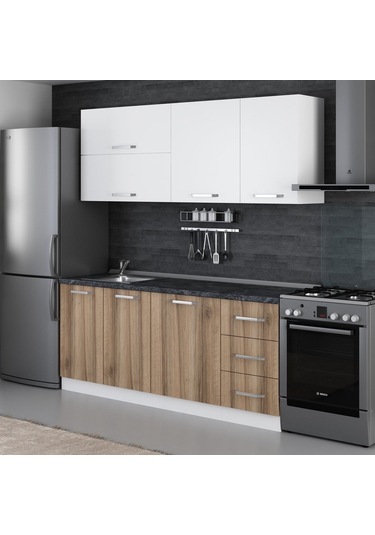 Minar 195 Cm Mutfak Dolabı Beyaz Dore 195-d2