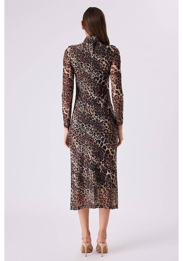 Fever Leopar Desenli Tül Kadın Elbise 342116009 Leopar
