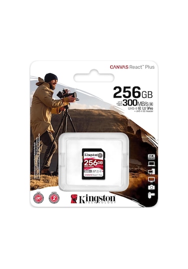 Kingston Canvas React Plus SDR2/256GB SDXC UHS-II 256 GB Hafıza Kartı