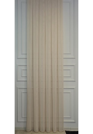 Murcia Dökümlü Tül Perde Pilesiz Krem