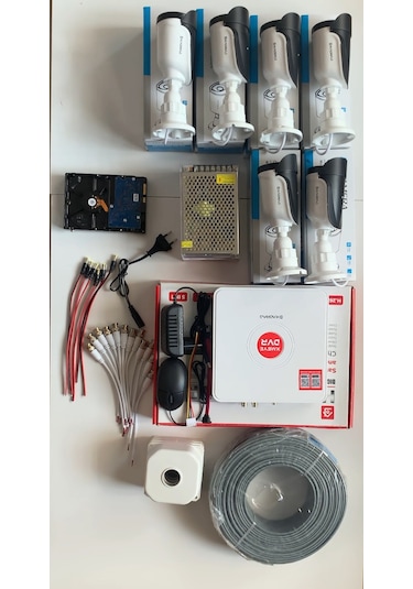 6'lı Kameralı Güvenlik Kamerası Seti - Kdj-6s-8w-ss-p-v1