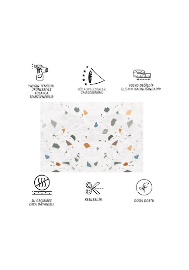 Tink Kendinden Yapışkanlı Terazzo Desenli Pvc Panel 41x62 Cm