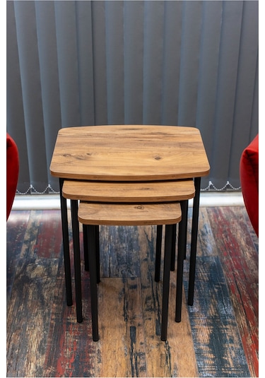 Arpelia Harmoni Zigon Sehpa 3'lü Siyah