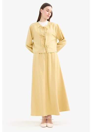 DeFacto A Kesim Keten Karışımlı Maxi Tesettür Etek E5371AX25SPKH520