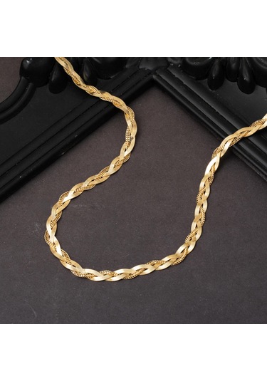 Ezme Zincirli Örgülü 14 Ayar Zincir Kolye 50 Cm.