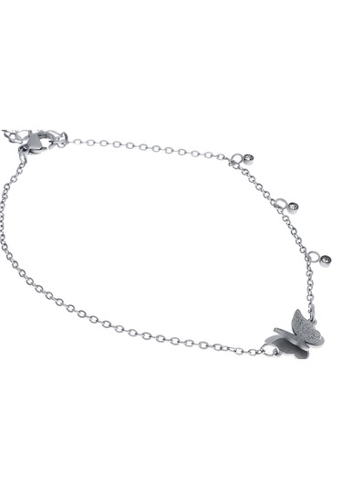 Celikchi Kadın Uçan Kelebek Detay Silver Renk Çelik Halhal