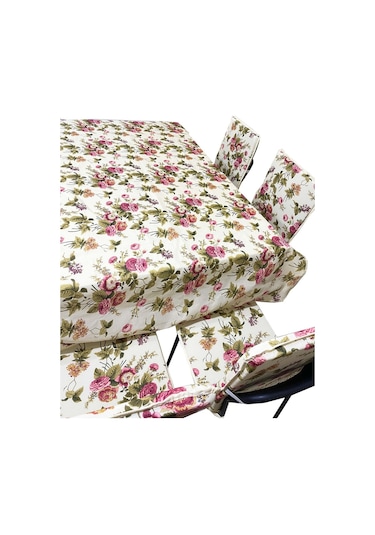 Masa Örtüsü Takımı Ve Sandalye Minderi 6 Adet(Ingiliz Gülü) (524834687)