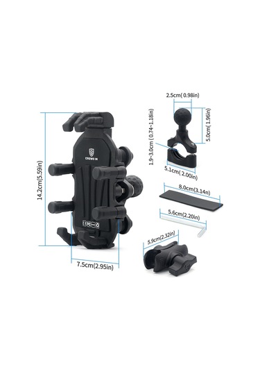 Sones Açık Hava Motosiklet Alüminyum Alaşımlı Darbe Emici Cep Telefonu Tutucu Gidon Modeli