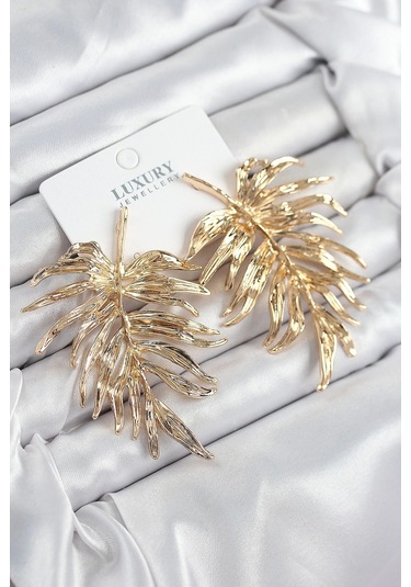Pirinç Yaprak Model Gold Renk Kadın Küpe - Tj-bkp11212 Çok Renkli