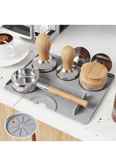Homyl Espresso Tamper Mat Silikon Dayanıklılık Kahve Gri