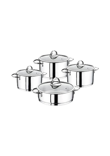 Oms Silindir 8 Parça Çelik Tencere Seti Sade 1097
