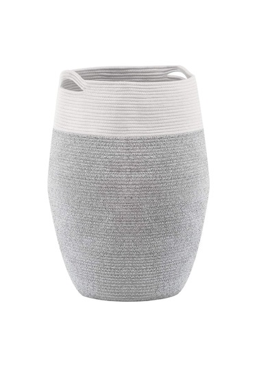 Themis Çamaşır Sepeti, Kirli Elbise Sepeti, Hasır Pamuk Halat Uzun Çamaşır Sepeti, Ev Dekoru Gribeyaz