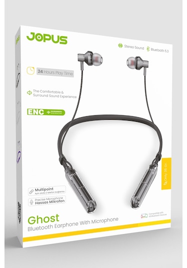 Jopus JP-BH06 Ghost Boyun Askılı Hd Ses Kaliteli Ses Değiştirme Modlu V5.3 Bluetooth Kulaklık