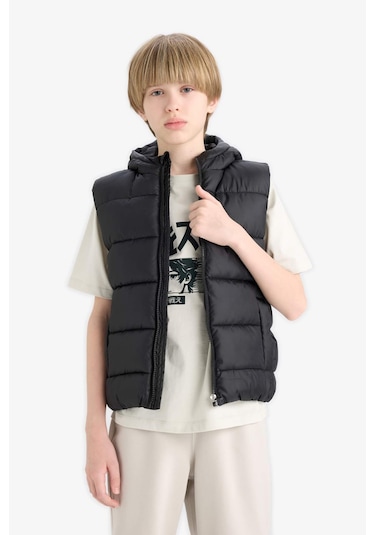 Defacto Erkek Çocuk Su İtici Kapüşonlu Yelek C4334a825aubk27 Siyah