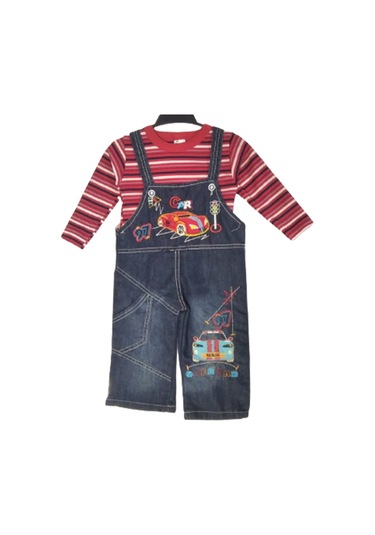 Erkek Çocuk Alt Üst Kotlu Takım Üst Kırmızı Önü Arabalı 91 Kırmızı