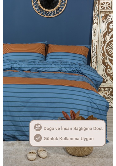 Elart Arden Nevresim Takımı Çift Kişilik %100 Pamuk Ranforce Lastikli Çarşaf 200x220 Cm Renkli