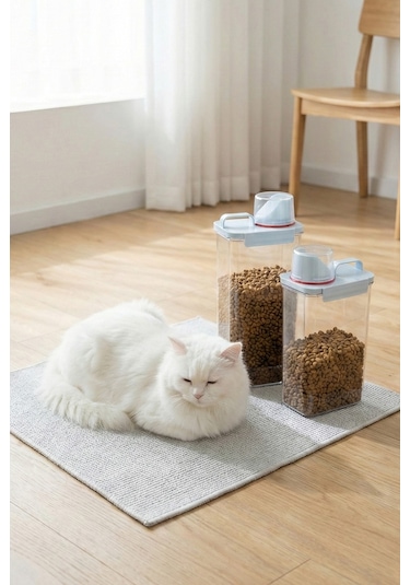 2'li Sızdırmaz Kedi Köpek Mama Saklama Kabı 2300 Ml Ve 2800 Ml