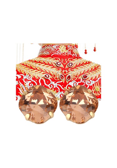 Padalink 12mm Şampanya Renkli Cam El Dikiş Taşları - Kalın Bakır Tabanlı, Dayanıklı, İki Delikli Gömlek/elbise/evlilik Aksesuarı 5 Adet/paket Şampanya