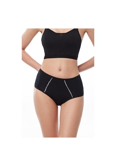 Malabadi Kadın Siyah 2 Li Paket Pamuk Elastan Sabrina Yüksek Bel Slip Külot 114 Siyah