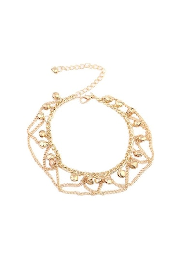 Bohemian Püskül Çan Halhal Yaz Plaj Kadın Sandal Ayak Bileği Bilezik Ayak Zinciri Altın