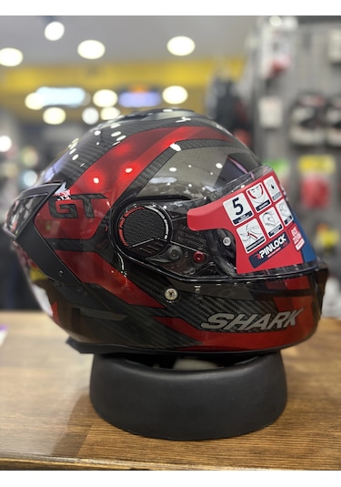 Shark Spartan Gt Pro Carbon Ritmo Şeffaf Vizörlü Kask Karbon Kırmızı