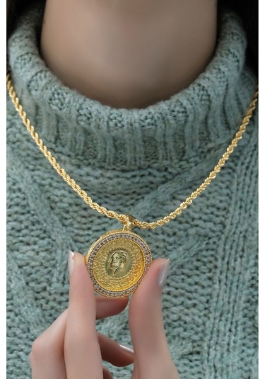 Tam Altınlı Halat Kolye