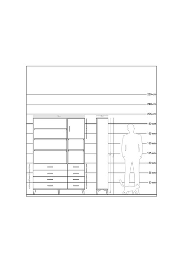 Arges Dolap 8 Raflı 8 Çekmeceli Tek Kapaklı 132x30x195 Çam-antrasit/aytaşı Antrasıt/aytası