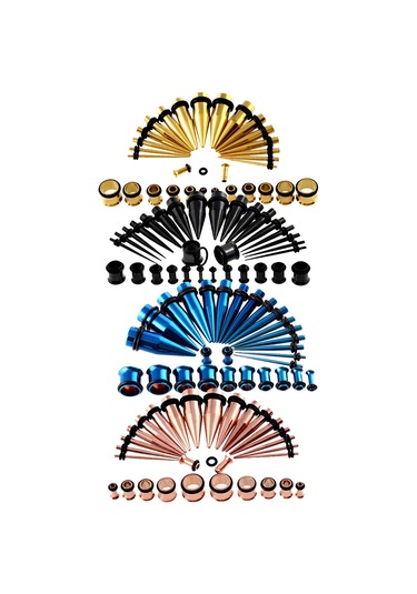 Homyl 36 Parça Kulak Göstergeleri Germe Kiti Fişler Konik 14g Siyah