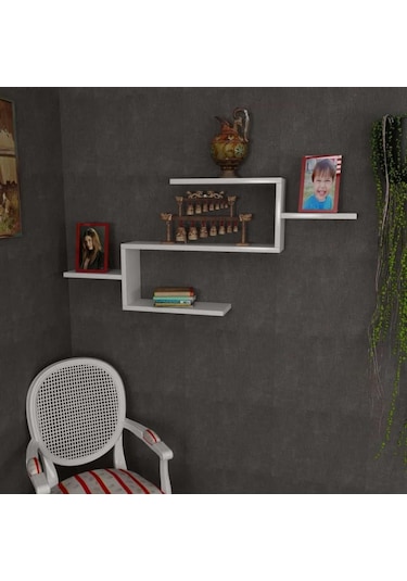 Dekorister Twist Duvar Rafı Beyaz