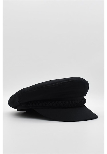 Külah Erkek Şapka Driver Kasket Flat Cap Kaptan Şapkası - Siyah Siyah