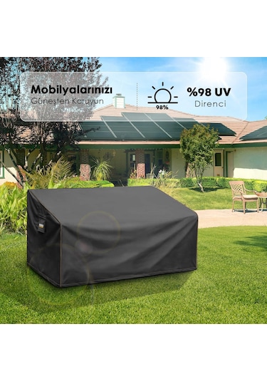Haegs Çift Kişilik Bahçe Koltuk Örtüsü, Koruma Kılıfı, Su Geçirmez Açık Hava Bahçe Mobilya Kılıfları, Dış Mekan Sandalye Kılıfı Örtü Branda, Ağır Hizmet Tipi, 230-105-80cm - Siyah