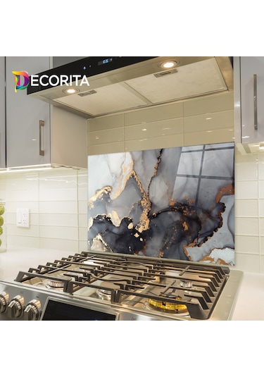 Decorita Cam Ocak Arkası Koruyucu|Stark MermerGörünüm|49,5cmx76cm