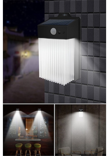 Shineyee Dış Mekan Güneş Enerjili 50led Isı Işığı - Ip65 Su Geçirmez, Vücut Algılama, Bahçe Duvar Aydınlatması Ilık Beyaz