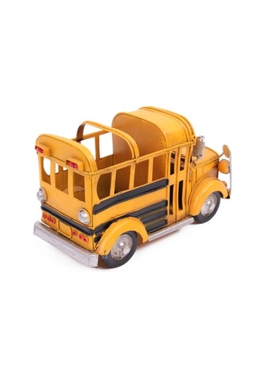 Dekoratif Metal Araba Okul Otobüsü Kalemlik 01