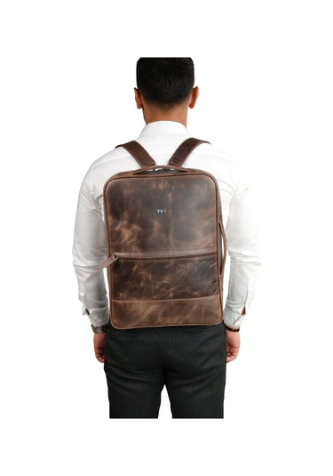Mft Leather Hakiki Deri Unisex Sırt Çantası - Napoli 4212 Tiguan Kahve