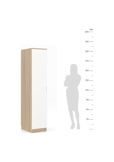 Lento 1 Kapaklı 5 Raflı Gardırop Beyaz Meşe Beyaz Meşe