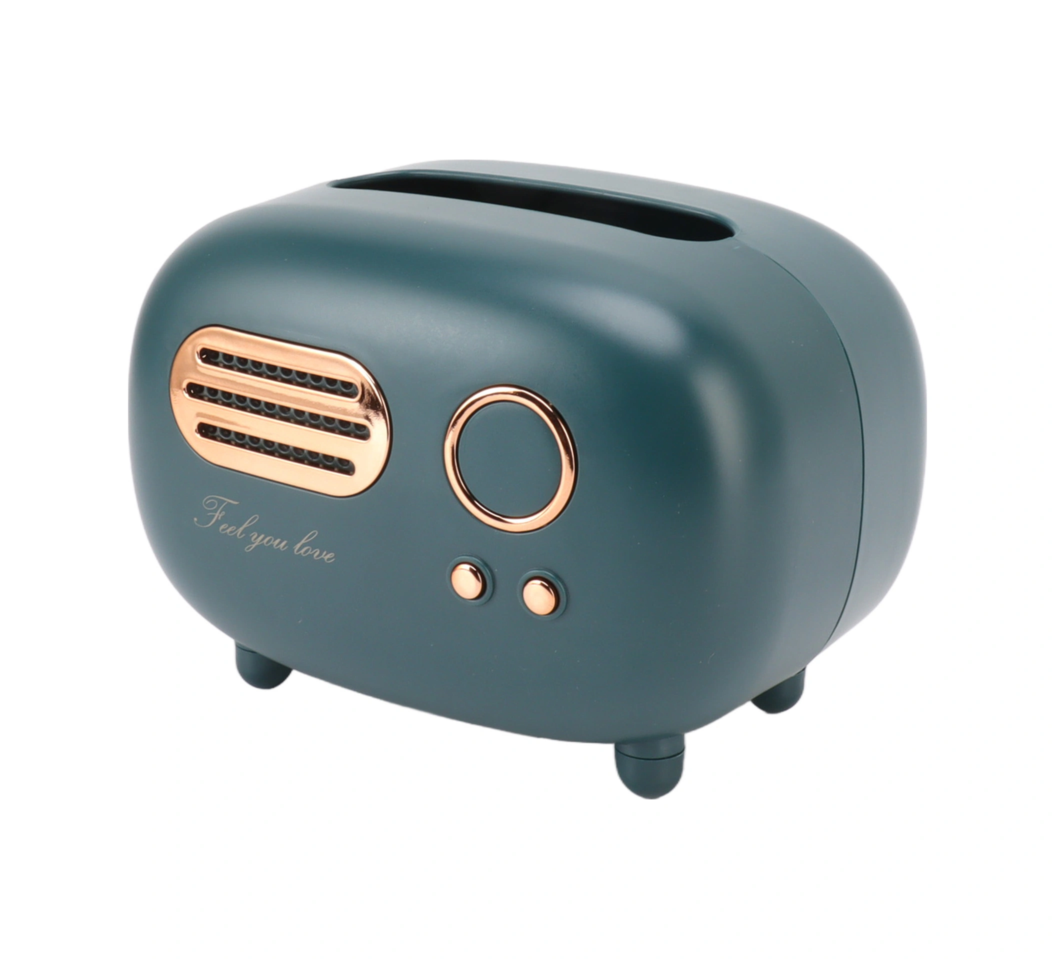 Kosona Klasik Radyo Desenli Plastik Mutfak Banyo Odası Dekoratif Multifonksiyonel Havlu Kutusu Kırmızı