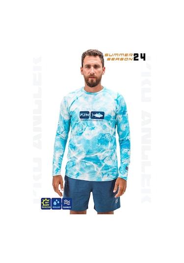 Fujin Pro Angler S24 T-shirt Water Camo Mavi