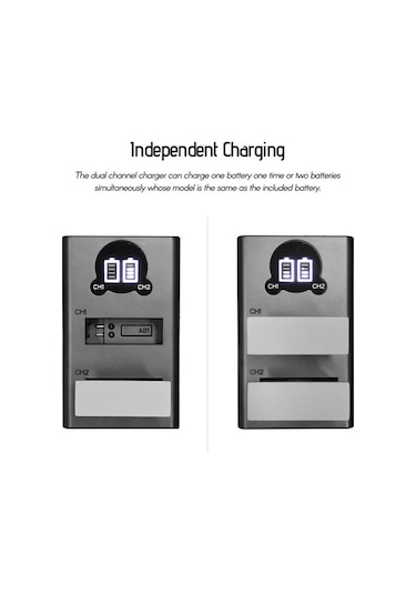 Pazly Çift Portlu Lcd Şarj Kiti - Djı Osmo Action İçin 1300mah Pil Ve Hızlı Şarj