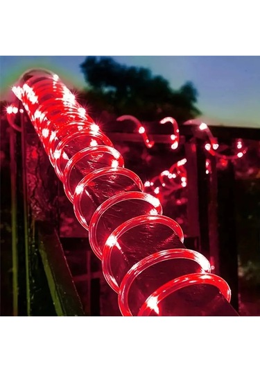 Hishopping Güneş Led Dize Işık 50led 8 Modlu Su Geçirmez Çit Dekor Işıkları 20wkırmızı Kırmızı