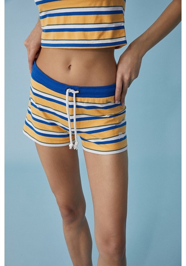 COLSA Kadın Regular Yüksek Bel Beyaz / Mavi / Sarı Alt-Üst Takım