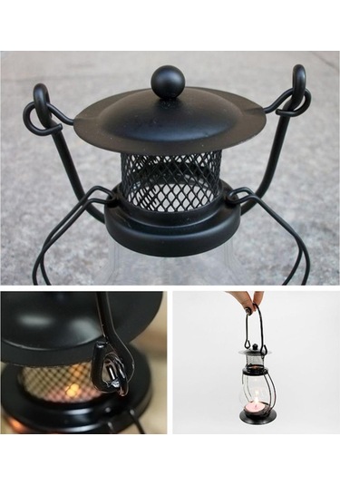 Suntek Vintage Kamp Çadırı Fener Taşınabilir Balık Tutma Siyah