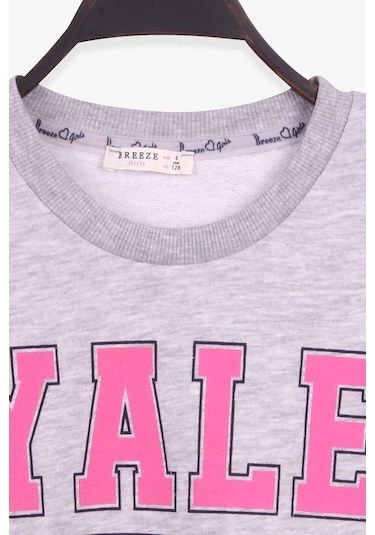 Kız Çocuk Sweatshirt Baskılı Gri Melanj (8-14 Yaş)