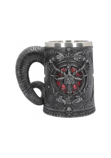 Pentagram Boynuz Bira Kupa Paslanmaz Çelik Ve Amp Reçine 3d Tankard Kahve Bira Kupa Drinkware Cup Mystic Wicca Fan Hediye Kupalar Siyah A