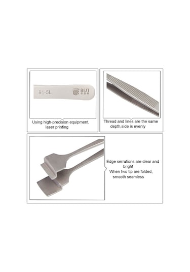 Best Bst-91-5l Sa Silikon Gofret İçin Profesyonel Paslanmaz Çelik Gofret Cımbızı