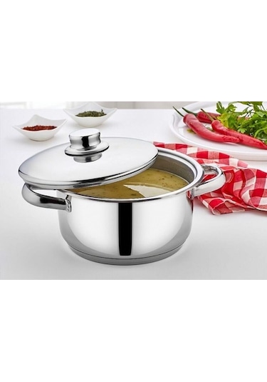 Mega Derin Çelik Saplı Tencere 24x14 Cm Et Cl154