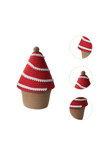 Suntek Kapaklı Saklama Sepeti Küçük Halat Yatak Kırmızı