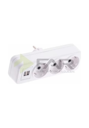 FarF08 2 Usb'li 3'lü Fiş Priz Golyat